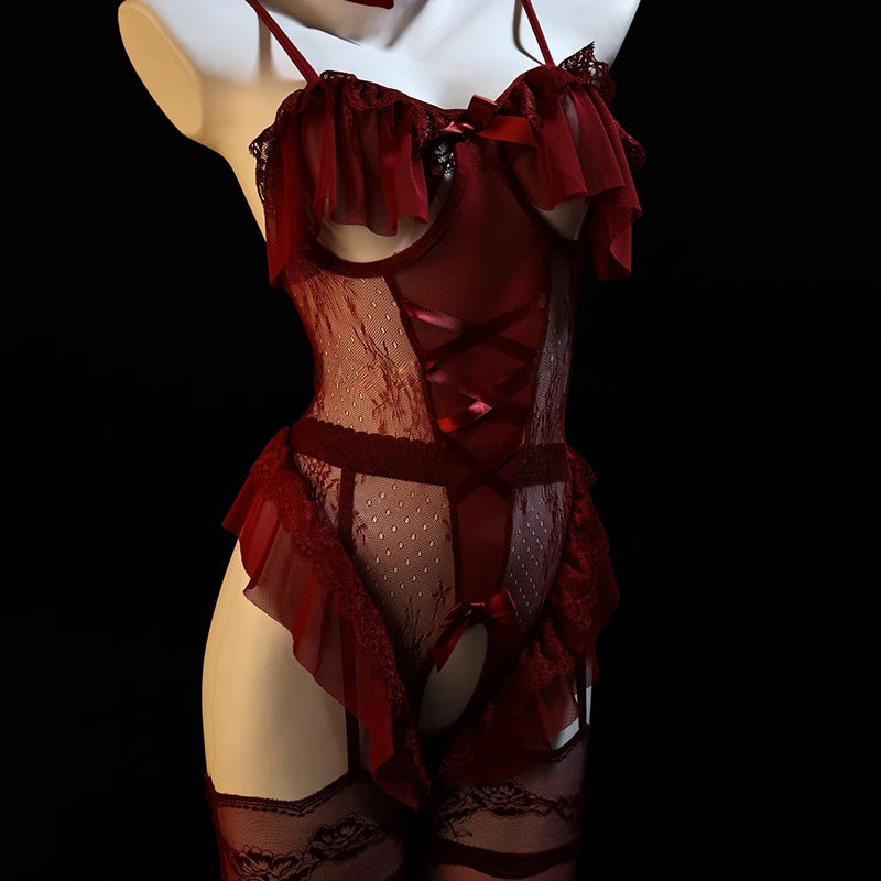 Flirt Lingerie | Pure-Desire & Playful Sets | Aesthetic-Repression Style | No-Remove Open-Body Lingerie | Open-Crotch Bunny Girl Sexy Cosplay Sleepwear Uniform