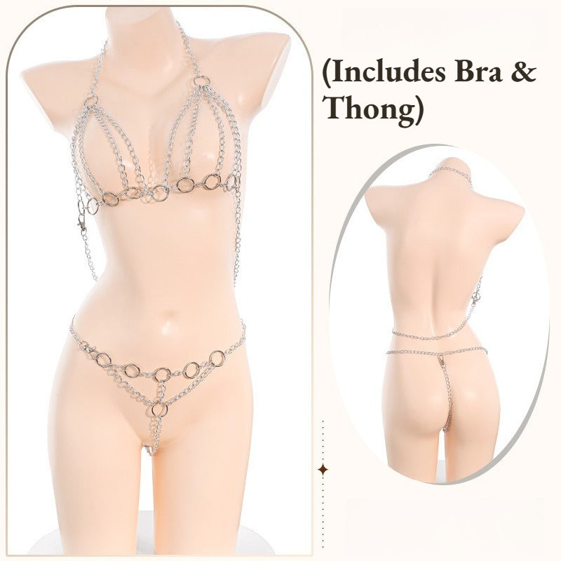 New Style Deep U-Neck Long-Sleeve Open-Crotch See-Through Body Stockings Lingerie with Sexy Bare Hip Design